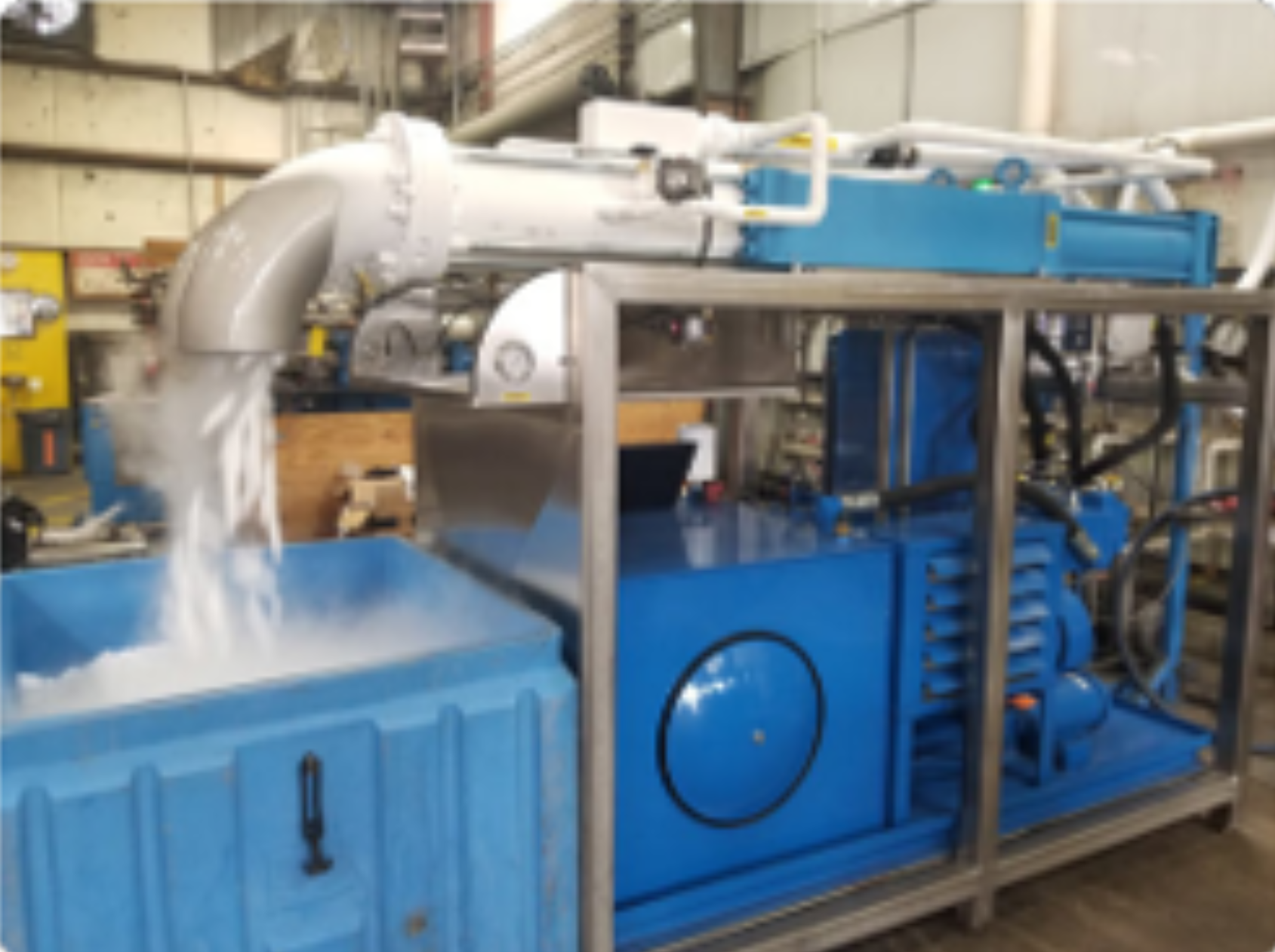 DRY ICE EXTRUSION PRESS: ELIMINATED HYDRAULICS WITH HIGH FORCE, HYBRID LINEAR ACTUATORS