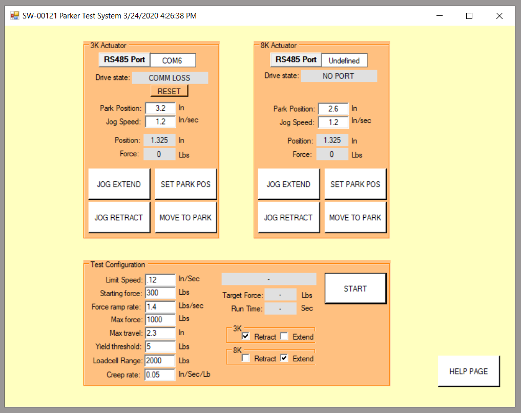 HMI Screen for Aerospace Component Fatigue Testing