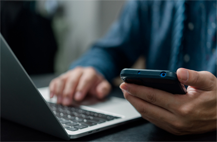 Contact us with mobile device or laptop